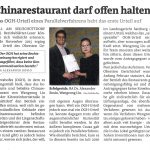 Bezirksblatt Pinzgau: 14.02.2017 „Chinarestaurant darf offen halten“